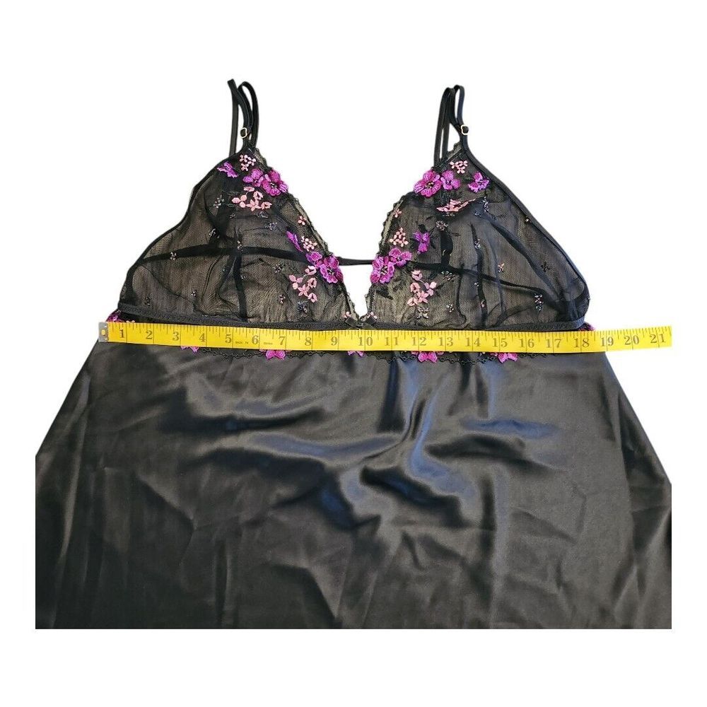 Victoria's Women's Secret Floral Embroidery Black Satin Slip Size XXL NWT - Picture 4 of 9